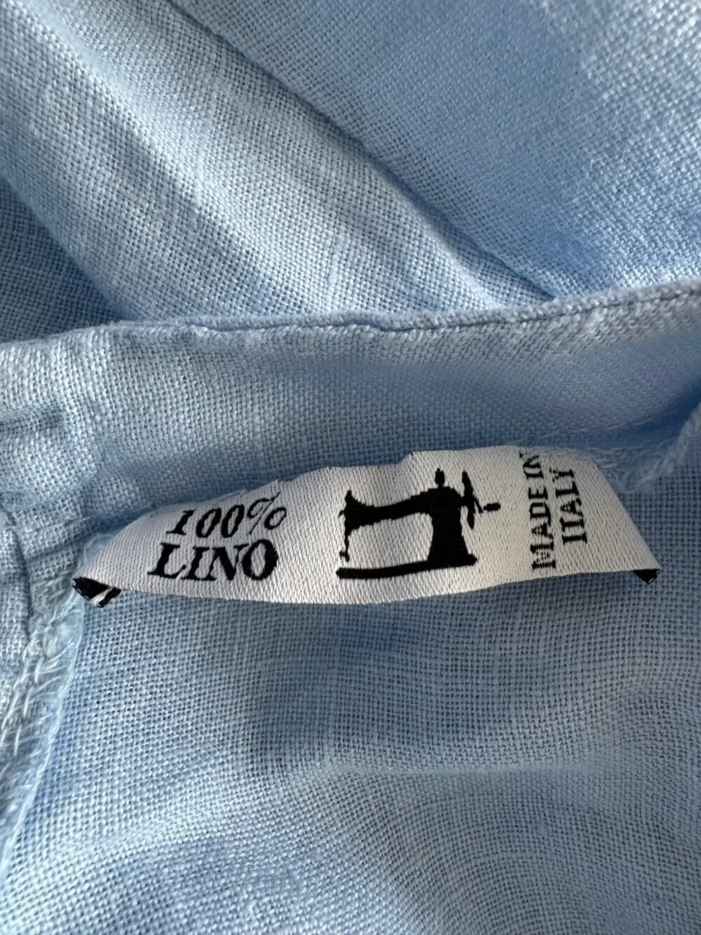100% Linen Shift Dress – Made in Greece (Hydra) – One Size – Light Blue - Picture 7 of 8